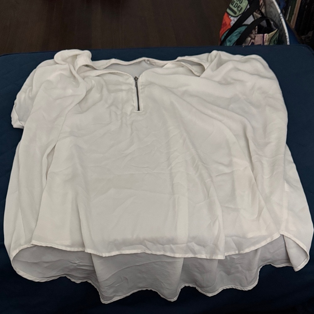 White Blouse with Zipper Detail****FINAL MARKDOWN****